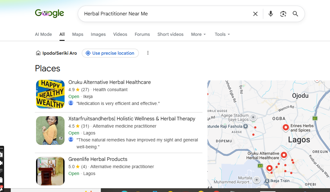health business website ranking on Google Search