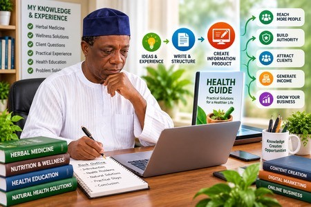 Health practitioner turning professional knowledge into a digital information product
