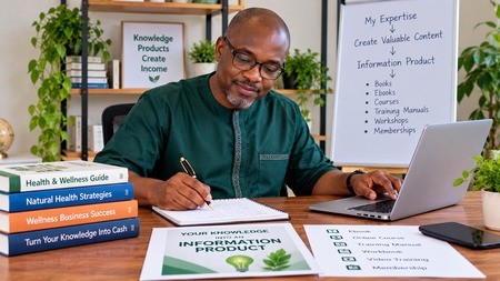 Your expertise can become books, guides, courses, and other valuable information products. Nigerian health entrepreneur turning professional knowledge into an information product