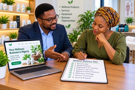Starting a wellness business in Nigeria starts with choosing the right business model, understanding your market, and creating a practical customer-reach plan. Nigerian entrepreneur planning how to start a wellness business